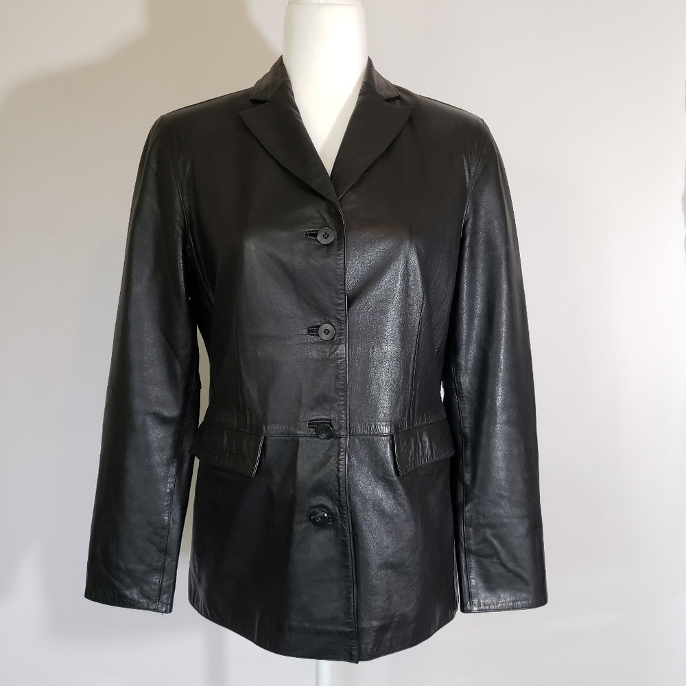 Gap Black Leather Blazer Jacket